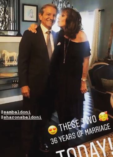 Sharon Baldoni with her husband Sam Baldoni on their 36th wedding anniversary